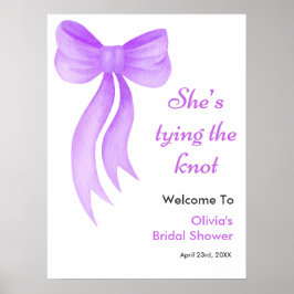 Poster Purple Bow She's Tying the Knot Bridal Shower 
