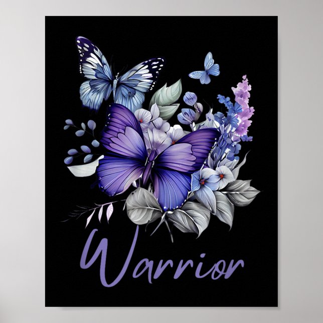 Poster Purple Butterflies Warrior Suicide Prevention Awar (Frente)
