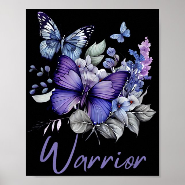 Poster Purple Butterflies Warrior Suicide Prevention Awar (Frente)