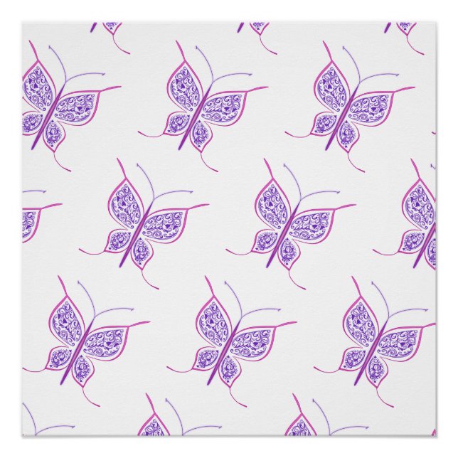Pôster Purple Butterfly Pattern (Frente)