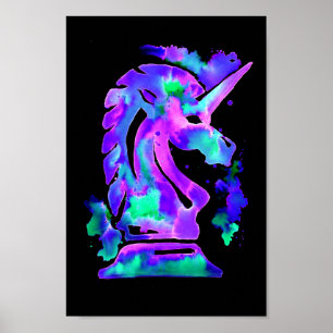 Poster Purple Chess Knigh Unicorn