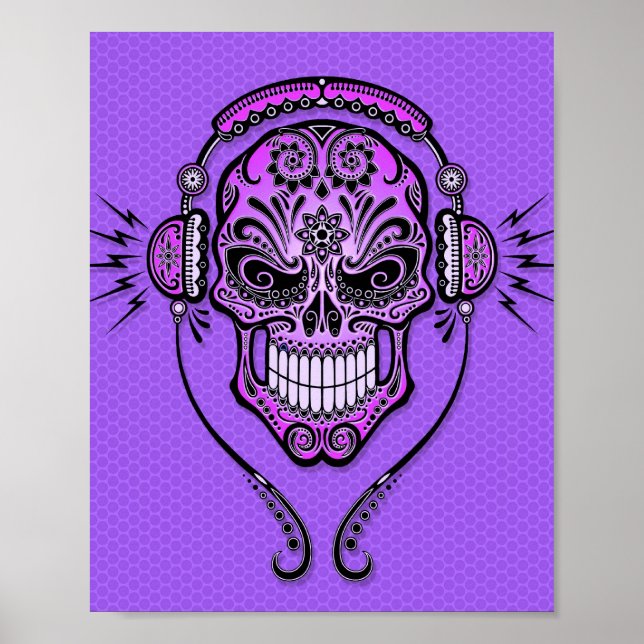 Pôster Purple DJ Sugar Skull (Frente)