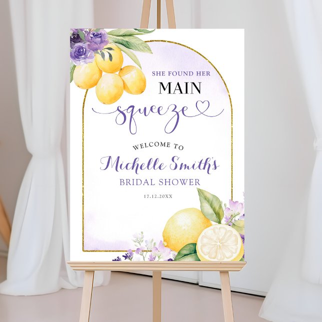 Poster Purple floral Lemonade Bridal shower Welcome Sign (Criador carregado)