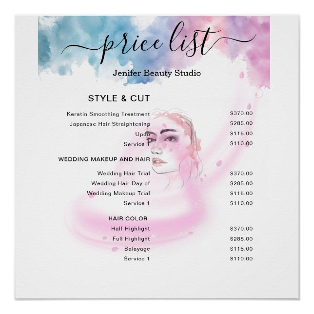 Pôster Purple Glitter Luxury Drip Salon  (Frente)