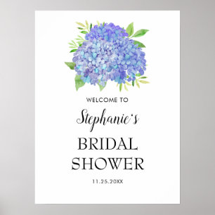 Poster Purple Hydrangea Bouquet Bridal Shower Welcome
