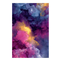 Purple Magenta Gold Alcohol Ink Nebula Flow