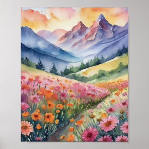 Poster Purple Mountain Majestade Watercolor