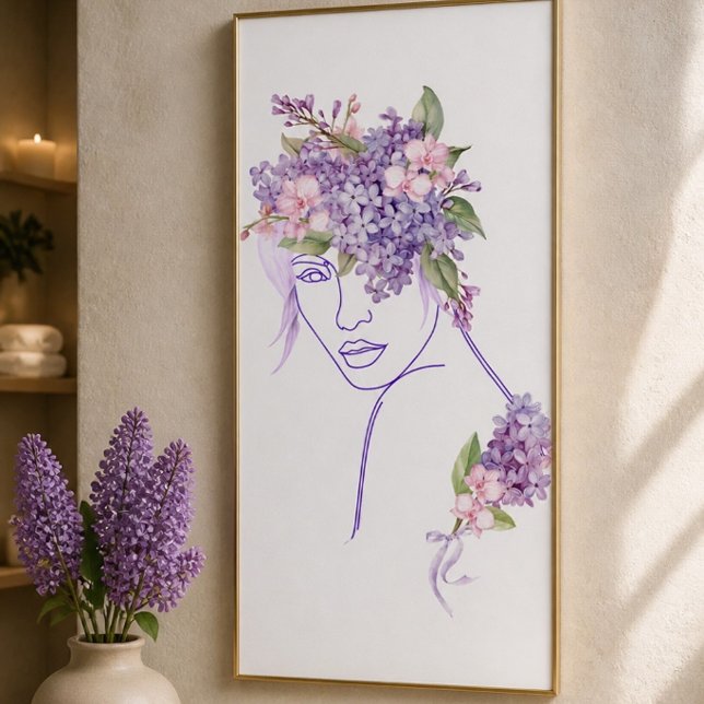 Pôster Purple Muse - Uma Senhora com Lilases e Orquídeas (Criador carregado)