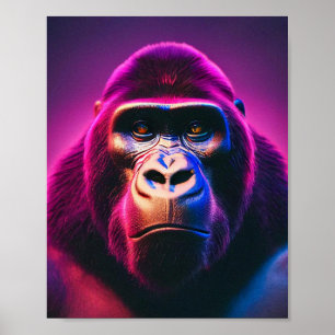 Poster Purple Neon Gorilla