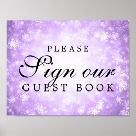 Pôster Purple Sign Weding Guestbook Winter Wonderland