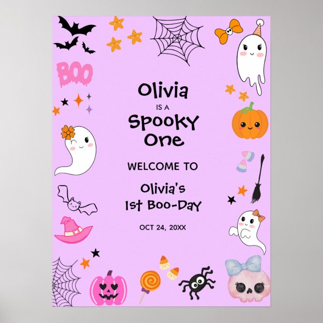 Poster Purple Spooky One Halloween primeiro aniversario b (Frente)