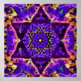 Pôster Purple Star Mandala