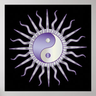 Pôster Purple Starburst Yin Yang