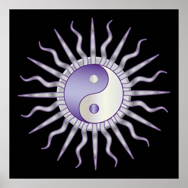Pôster Purple Starburst Yin Yang (Frente)