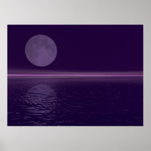 Pôster Purple Water Blue Moon