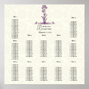 Pôster Purple Wild Flower Branch Seating Chart