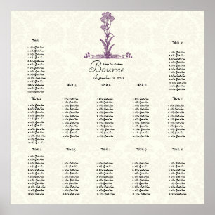 Pôster Purple Wild Flower Branch Seating Chart