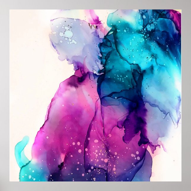 Poster púrpura azul-aquarela (Frente)
