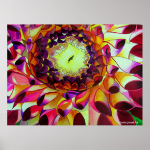 Pôster Púrpura Dahlia pintura de flores de pop