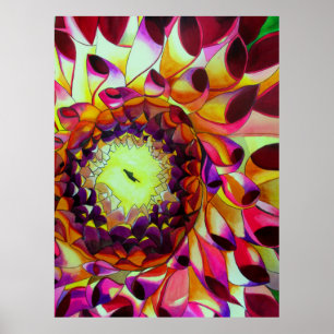 Poster Púrpura Dahlia pop pintura em forma de flor