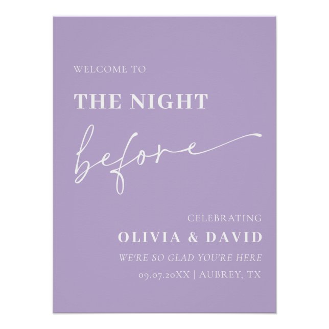 Pôster Púrpura Dusta Noite Antes do Teste Sinal de Janto (Frente)