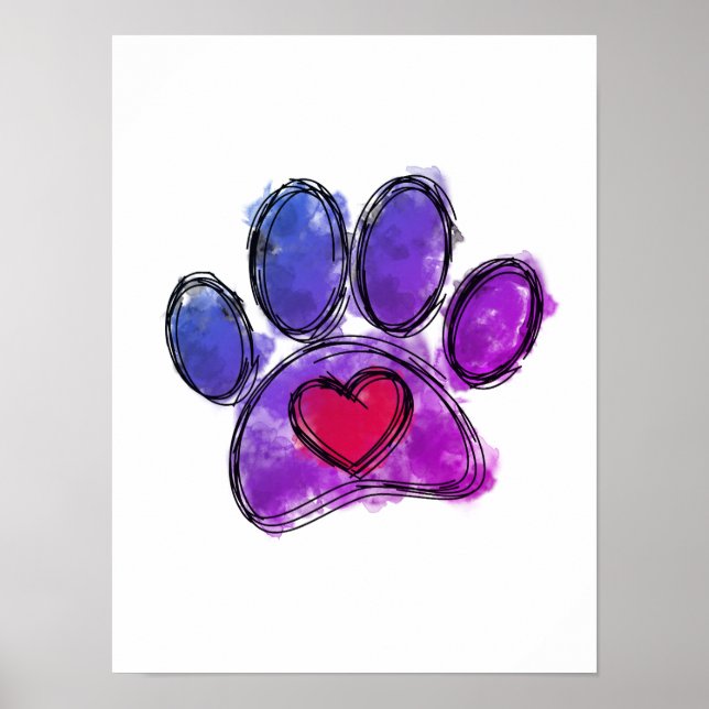 Poster Púrpura e azul Cão-Pão-Vazio (Frente)