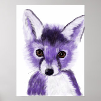 Poster Púrpura Fox Nursery Painting