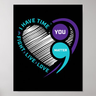 Poster Púrpura Suicídio Teal Sensibilização Semi Colon Vo