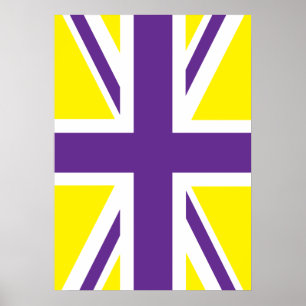 Poster Púrpura Yellow Union Jack British(UK) Flag