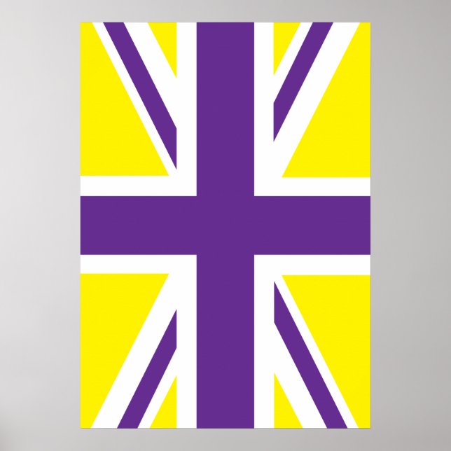Poster Púrpura Yellow Union Jack British(UK) Flag (Frente)