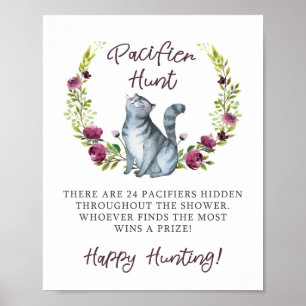 Poster Purr-Fect Chá de fraldas Pacifier Hunt Game