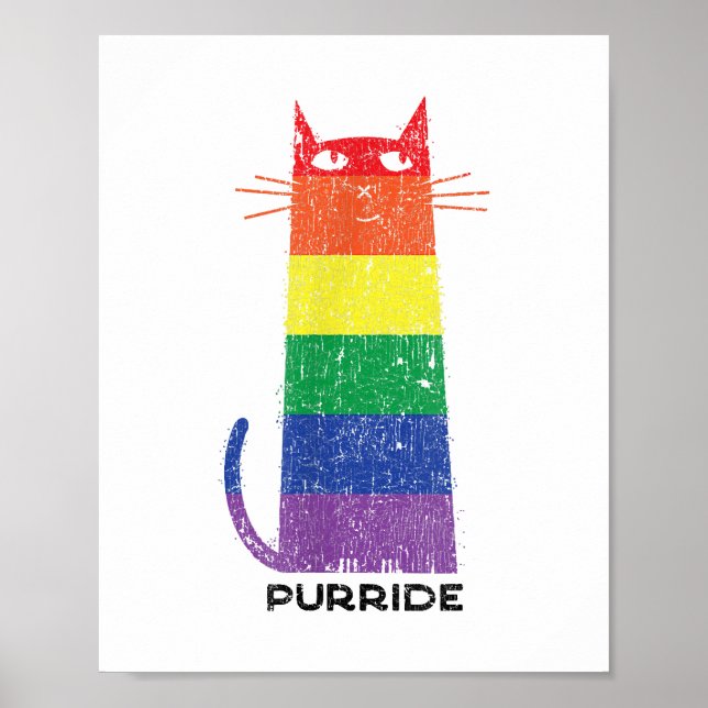 Poster Purride Shirt LGBT Orgulho gay Engraçado Gato Dize (Frente)