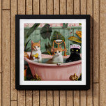 Poster Purrs and Bubbles: Uma Cena de Banho Gato-Tática<br><div class="desc">Purrs and Bubbles Bath Scene Poster - Estique-se com esta design de cozinha, poster maximalista. Queimada com cores vibrantes e detalhes lúdicos, esta ilustração de três gatos brancos em um charmoso banho de núcleo de chácaras adiciona um toque único e delicioso a qualquer espaço. "Purrr-fect" por criar uma atmosfera alegre...</div>