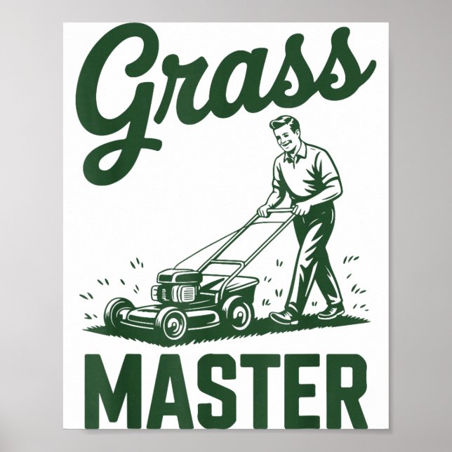 Poster Push Lawn Mower Legend Gr Master Dad Funny Mowing  (Frente)