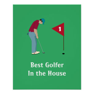 Pôster Putando Golfer Verde Quadrado
