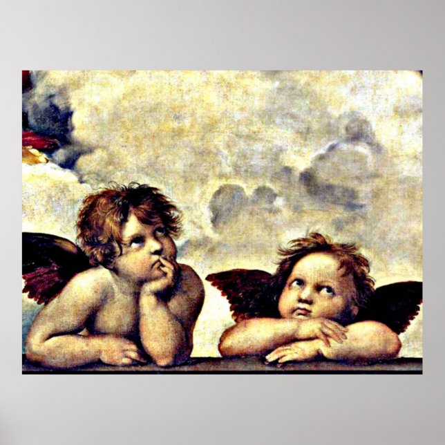 Poster Putti, Detalhe da Madonna Sistina, (Frente)