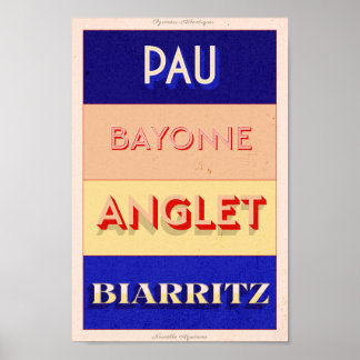 Poster Pyrénées-Atlantiques Nouvelle Aquitaine Art Deco P