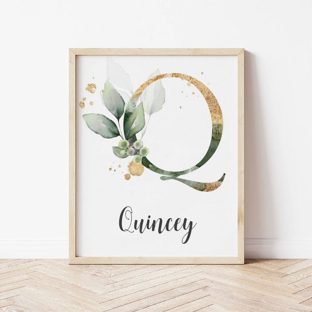 Poster Q - Letra Monograma - Greenery Nursery Name Impres (Criador carregado)