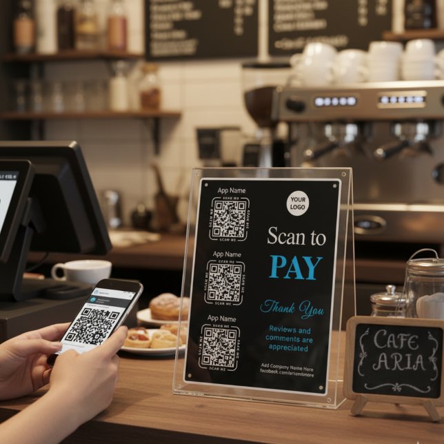 Pôster QR Code Payment - Scan to Pay Business Logo (Criador carregado)