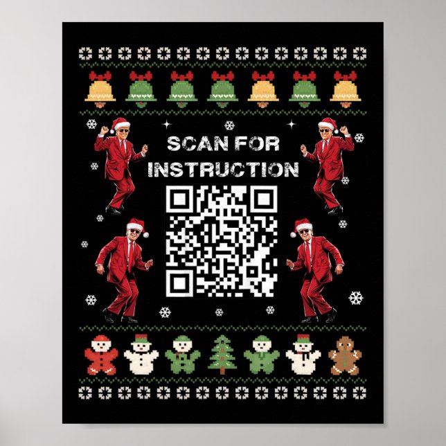 Poster Qr Trump Dance Code Presidente Verificar Instrução (Frente)
