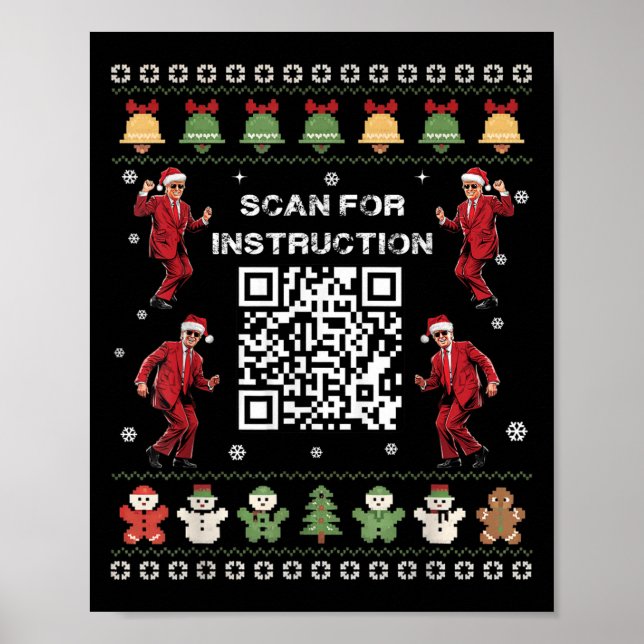Poster Qr Trump Dance Code Presidente Verificar Instrução (Frente)