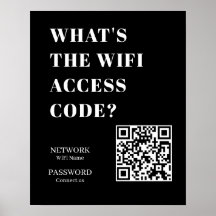 QR WiFi Preto Personalizado | Exibir Senha de Rede