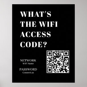 Poster QR WiFi Preto Personalizado Exibir Senha de Rede