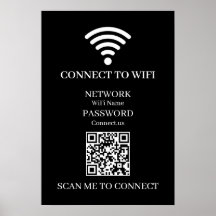 QR WiFi Preto Personalizado | Exibir Senha de Rede