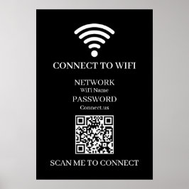 Poster QR WiFi Preto Personalizado | Exibir Senha de Rede