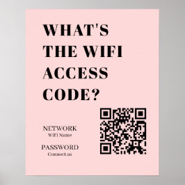 Poster QR WiFi Rosa Personalizado | Senha Personalizada