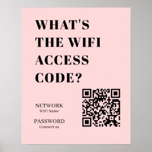 Poster QR WiFi Rosa Personalizado   Senha Personalizada