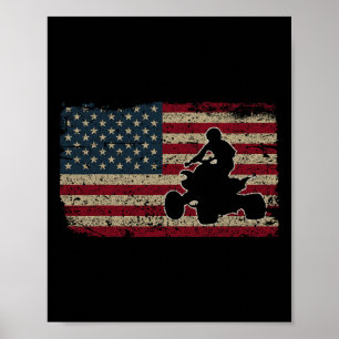 Poster Quad Biker America Flag Gift I Atv Four Wheeler Qu