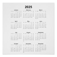 Quadrado de Calendário Mensal 2025 Todos os Objeti