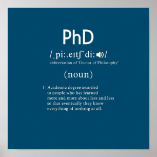 Poster quadrado de definição de phd engraçado